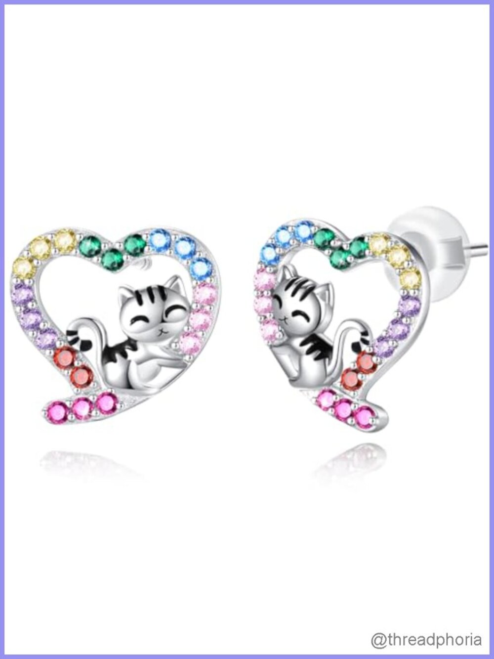 Hypoallergenic 925 Sterling Silver Animal Stud Earrings Cubic Zirconia